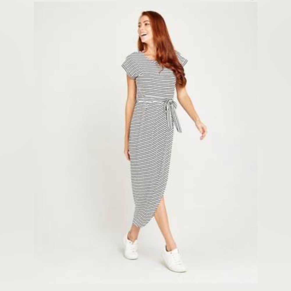 Apricot Clothing Stripe Jersey Wrap Skirt Dress